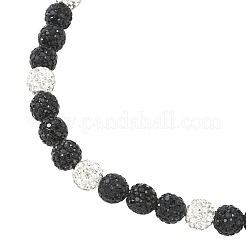 1Pc Polymer Clay Rhinestone Round Beaded Stretch Necklaces&nbsp;NJEW-SP0001-14H
