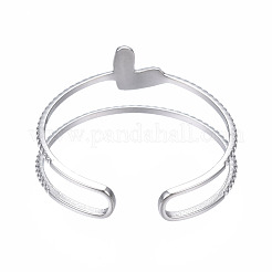 Non-Tarnish 304 Stainless Steel Heart Wrap Open Cuff Ring&nbsp;RJEW-T023-73P