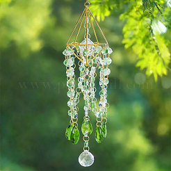 Crystal Glass & Iron Hanging Suncatchers&nbsp;HJEW-SP0001-87