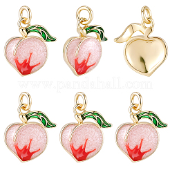 8Pcs Brass Enamel Peach Charms&nbsp;KK-BBC0025-20