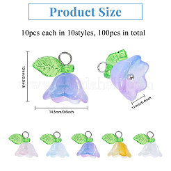 100Pcs 10 Colors Glass Flower of Life Charms&nbsp;FIND-CA0009-01