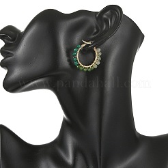 Dyed Natural Malaysia Jade Rondelle Bead & 201 Stainless Steel Hoop Earrings&nbsp;EJEW-JE07415