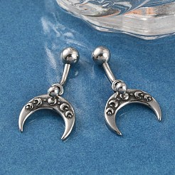 Crescent Moon 316 Surgical Stainless Steel Dangle Belly Button Rings&nbsp;EJEW-G416-17AS