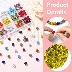 150Pcs 15 Colors Pave Disco Ball Beads&nbsp;RB-YW0001-27