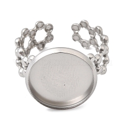Hollow Flower 304 Stainless Steel Cuff Ring Components&nbsp;STAS-P454-03D-P
