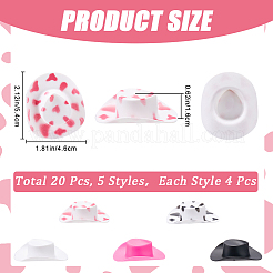 20Pcs 5 Styles Plastic Mini Western Cowboy Cowgirl Hat&nbsp;DOLL-CP0001-05