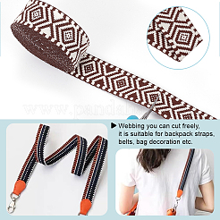 5 Yards Ethnic Style Polycotton Jacquard Rhombus Ribbon&nbsp;OCOR-WH0078-167A