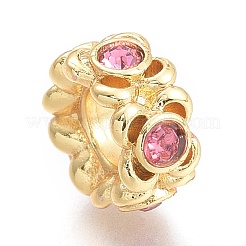 Brass Micro Pave Cubic Zirconia Beads&nbsp;KK-P187-28-G