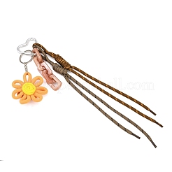 Flower Handmade Woven & Polyester Cord Pendant Decorations&nbsp;HJEW-JM04422-03
