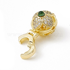 Brass Micro Pave Clear Cubic Zirconia Bead Cage Pendants&nbsp;KK-K271-27G