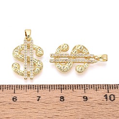 Brass Micro Pave Clear Cubic Zirconia Pendants&nbsp;KK-T075-83G