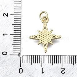 Brass Micro Pave Clear Cubic Zirconia 8 Point Star Pendants&nbsp;KK-V010-23G