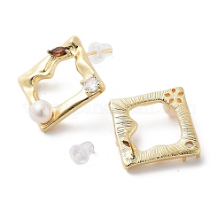 Natural Pearl Rhombus Stud Earrings&nbsp;EJEW-P256-92G