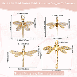 8Pcs 4 Styles Brass Micro Pave Cubic Zirconia Pendants&nbsp;KK-BBC0005-38