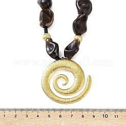 304 Stainless Steel Spiral Shaped Pendant Nuggets Black Resin Beaded Necklaces for Women&nbsp;NJEW-F370-02G