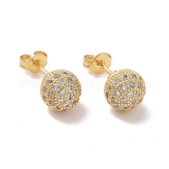Clear Cubic Zirconia Disco Ball Stud Earrings&nbsp;EJEW-C030-01