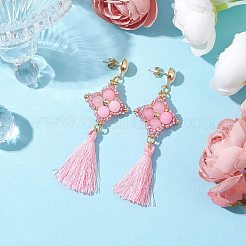 Natural Yellow Jade Stud Earrings&nbsp;EJEW-MZ00282-02