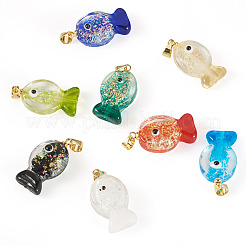 8Pcs Handmade Dichroic Foil Lampwork Pendants&nbsp;DICH-TA0001-01