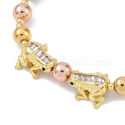 Rack Plating Brass Micro Pave Cubic Zirconia Beaded Bracelets&nbsp;BJEW-P341-02G
