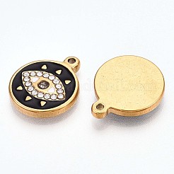 304 Stainless Steel Enamel Rhinestone Pendants&nbsp;STAS-T064-50B