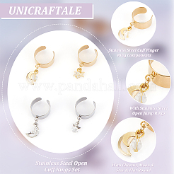 8Pcs 4 Style 304 Stainless Steel Open Cuff Rings Set&nbsp;RJEW-AB00011