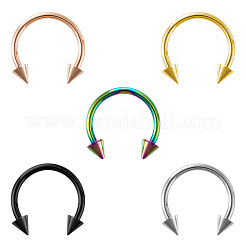 5Pcs 316L Surgical Stainless Steel Spike Circular/Horseshoe Barbell Nose Rings&nbsp;WG9532E-03