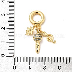 Brass Micro Pave Blue Cubic Zirconia European Dangle Charms&nbsp;KK-C138-01G