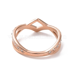 Crystal Rhinestone Wave Finger Ring&nbsp;RJEW-D120-15RG
