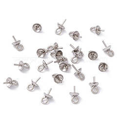 304 Stainless Steel Cup Pearl Peg Bails Pin Pendants&nbsp;STAS-E030-4