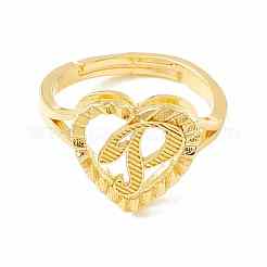 Real 18K Gold Plated Brass Alphabet Adjustable Rings&nbsp;RJEW-M139-18P