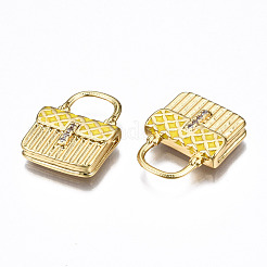 Brass Micro Pave Cubic Zirconia Enamel Pendants&nbsp;ZIRC-Q200-020D-NF