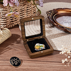 Wooden Badge Storage Boxes with Visible Window Hinged Lid and Black Sponge Inside&nbsp;CON-WH0092-90