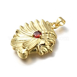 Brass Micro Pave Cubic Zirconia Pendants&nbsp;KK-C090-46G
