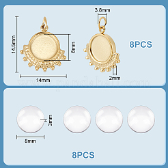 8Pcs 304 Stainless Steel Pendant Cabochon Settings&nbsp;DIY-UN0055-93