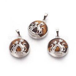 Natural Tiger Eye Pendants&nbsp;G-P412-D04