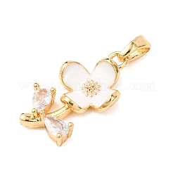 Brass Micro Pave Clear Cubic Zirconia Pendants&nbsp;KK-C249-04G