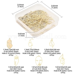 24Pcs 6 Styles Alloy Open Back Bezel Pendants&nbsp;FIND-FS0003-36