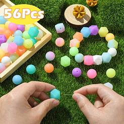 Luminous 56pcs 28 Color Round Food Grade Silicone Beads&nbsp;SIL-CJ0001-31