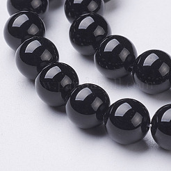 Natural Dyed & Heated Black Onyx Round Beads Strands&nbsp;X-GSR8mmC097