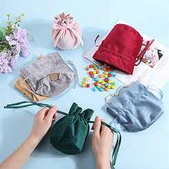 6Pcs 6 Colors Velvet Drawstring Pouches&nbsp;ABAG-BBC0001-20