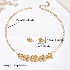 Alloy & Iron Rhinestone Flower Stud Earrings & Necklaces Sets for Women&nbsp;WG4CEEF-01