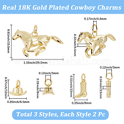6Pcs 3 Styles West Cowboy Brass Pendants&nbsp;KK-BBC0021-62