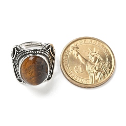 Natural Tiger Eye Adjustable Rings&nbsp;RJEW-I108-02AS-07
