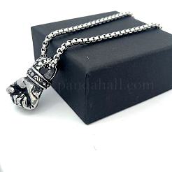 Minimalist Hip-Hop 304 Stainless Steel Fist Pendant Necklaces for Men&nbsp;ZI2468