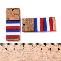 Independence Day Opaque Striped Resin & Walnut Wood Pendants&nbsp;RESI-U010-02X