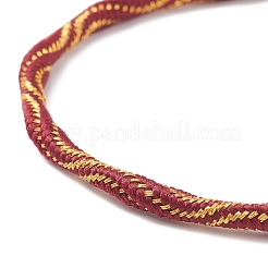 Couple Wave Pattern Nylon Round Cord Silder Bracelet with Brass Clasp for Women&nbsp;BJEW-C020-10G