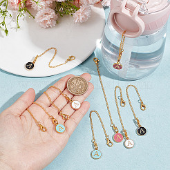 Flat Round with Letter A Alloy Enamel Pendant Decoration&nbsp;HJEW-AB00704