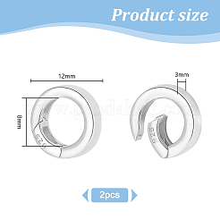 2pcs 925 Sterling Silver Spring Gate Rings with 925 Stamp&nbsp;STER-PH0002-15