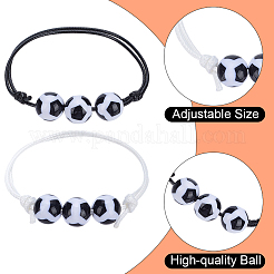 20Pcs 2 Colors Plastic Football Braided Bead Bracelet&nbsp;BJEW-SP0001-19