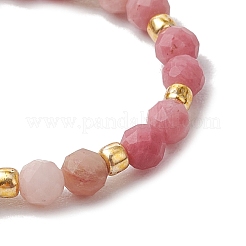 Natural Rhodonite Beaded Stretch Rings for Women&nbsp;RJEW-JR00868-09